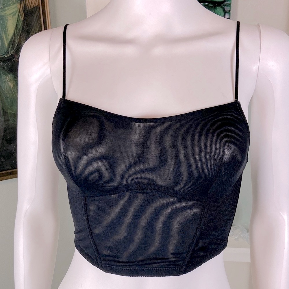 Nwt New Privacy Please Revolve Black Mesh Sheer Bra Top Bustier Crop Tank Xsmall